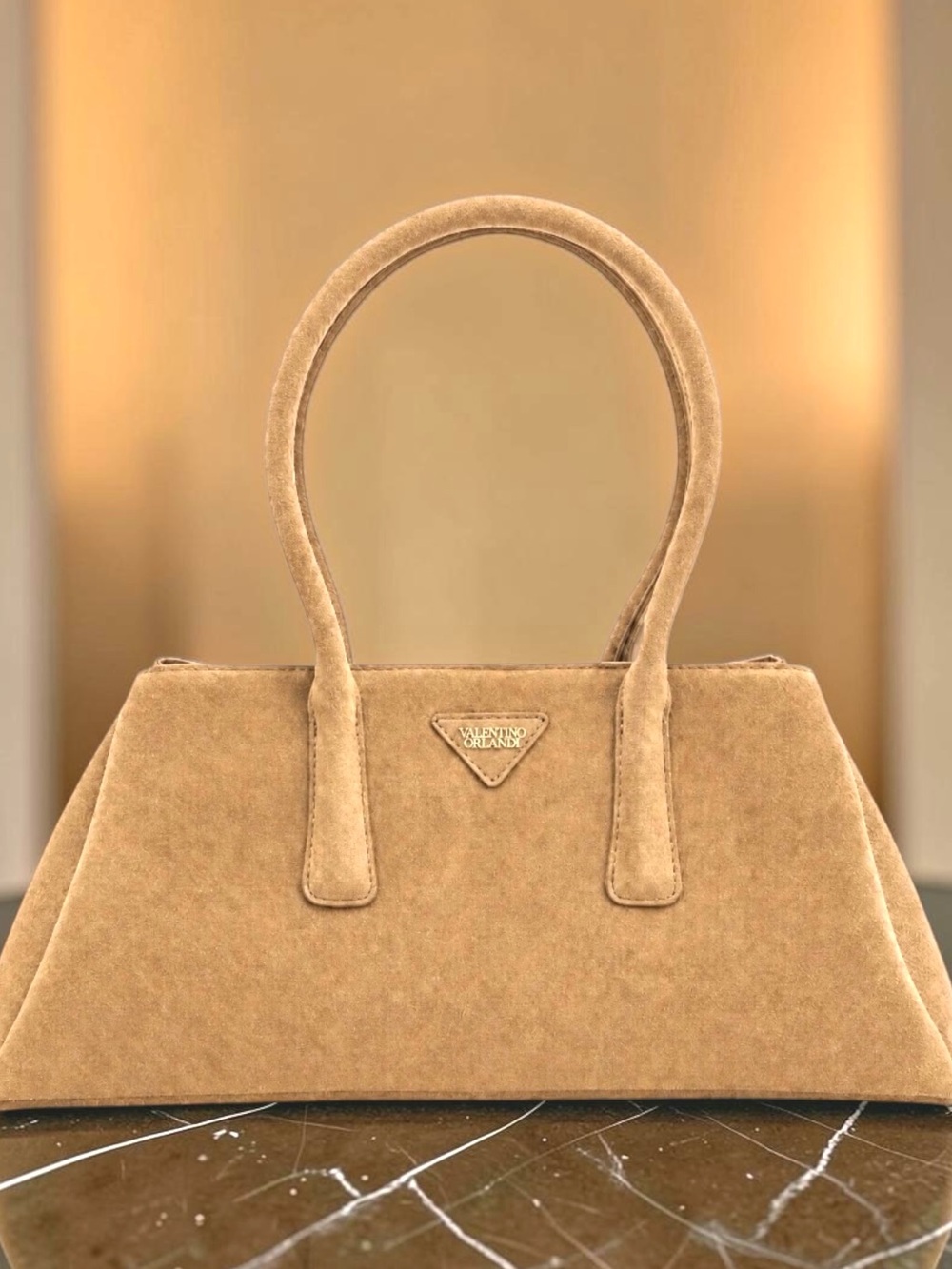 Valentino Orlandi “Nelly” (New Style!) Faux Suede Trapezoid Shoulder Bag - NWT